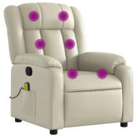 vidaXL Sillón reclinable de masaje cuero sintético Negro, Crema, Marrón Sillon Dormitorio Sillon Comodos Silla Relax Sillón Sofá - details 0