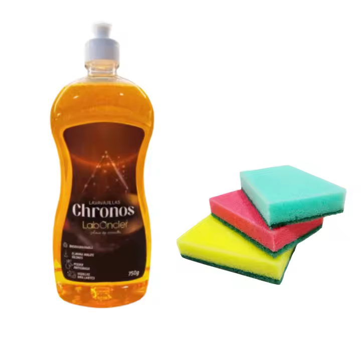 Pack Lavavajillas Chronos  CANELA NARANJA + 3 Estropajos – Frescura y Limpieza Total con Gran Poder Desengrasante PRODUCTOS ORIGINALES DE LABONCLER ECOJIN - 1