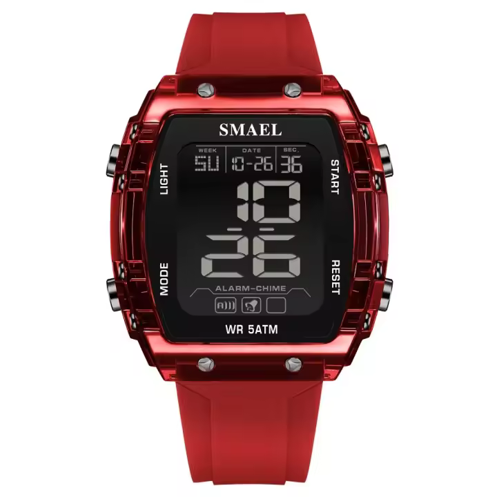 Reloj Deportivo SMAEL Para Mujer Con Correa De Silicona Impermeable Y Pantalla LED Digital Resistente Al Choque Y Con Luz Trasera - 1