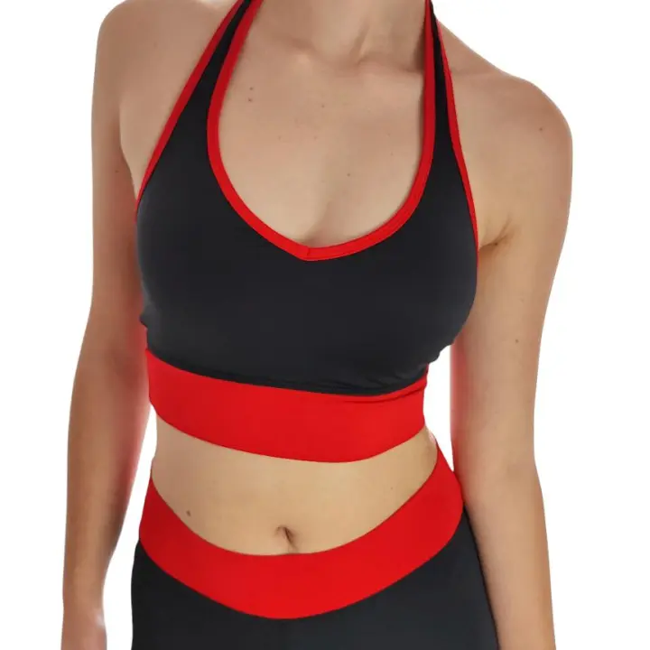 Top Deportivo Mujer Negro con Detalles Rojos – WA Wild Animal | Cintura Ancha, Sujeción y Estilo Activo - 1