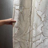 Cortinas De Seda Dorada Con Relieve Y Textura Bronzada Para Dormitorio Bloqueo De Luz Modernas De Lujo Para Villa Cortina De Ventana - details 0