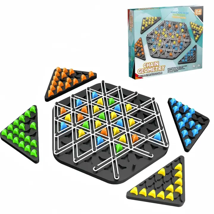 Juego de Ajedrez Triangular con Banda Elástica y Cadena. Juego de Ajedrez Triangular y Táctico. Interesante juego de ajedrez triangular con cadena. - 1