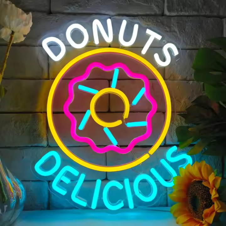 Luces LED Neón Deliciosos Donuts Para Decoración De Pared Tienda De Pastelería Decoración De Tienda De Caramelo Signo De Negocio USB Powered - 1