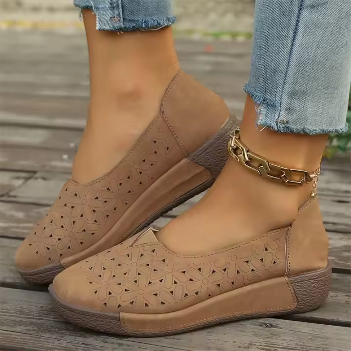 Zapatillas Planas De Mujer Primavera Otoño Cuero Genuino Mocasines Con Talón Cómodo Loafers Slip on Casual Ortopédicas Para Damas - 1
