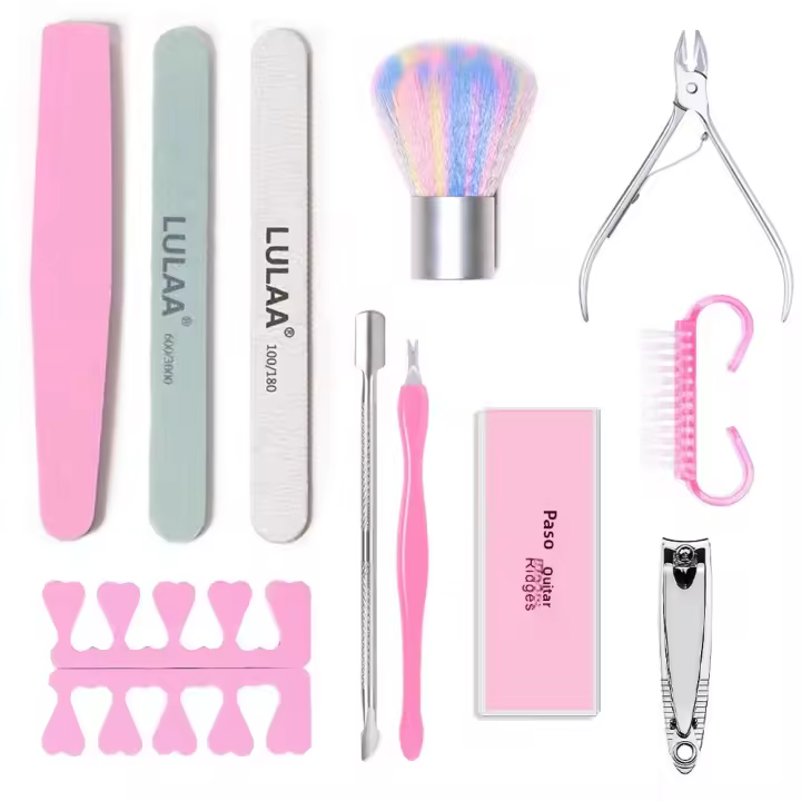 YIKOOLIN Kit De Manicura De Uñas 12 Piezas Con Cortauñas Y Empuñadura De Uñas Set De Arte De Uñas Con Archos De Uñas De Acero Inoxidable - 1