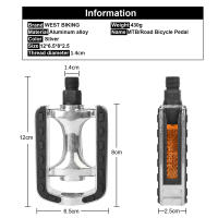 Pedales De Bicicleta WEST BIKING Antideslizantes De Aluminio Ultraligero Para Montaña Y Carretera Diámetro De Hilo 14mm - details 2