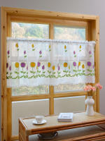 Cortina Corta De Tule Con Bordado De Flor Pequeña Para Cocina Y Sala De Estar Bloqueo De Luz Partición De Armario Cortinas Pequeñas - details 2