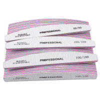 5Pcs Bloque De Archivo De Uñas Profesionales Gris 100/180 Grit Curvo Doble Cara Para Manicura Y Pedicura Archivo De Uñas Plástico - details 5