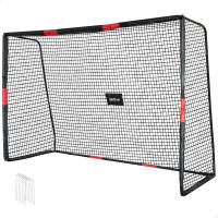 Aktive - Portería de fútbol de acero desmontable, portátil y fácil de montar, medidas 180x120x60 cm, con estructura resistente, red de poliéster y 5 piquetas para fijación en suelo, ideal para entrenamientos y partidos recreativos - details 2