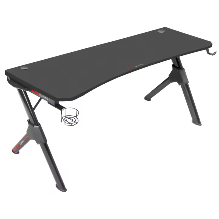 Mars Gaming MGD140, Mesa Gaming Ergonómica, Soporte Cascos y Bebida, 140x60cm, Mesa PC Negro o Blanco - 1