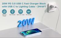 Cargador 20W con Cable lightning, con Carga Rapida 1m Compatible 20w, Adaptador Tipo C, Cargador USB C con Cable de Carga Rápida PD3.0 20W para iPhone 14 13 Fuente de Alimentación de Cargador Rápido USB C con Cable Tipo C a L de 1M para iPhone 12 11 - details 0