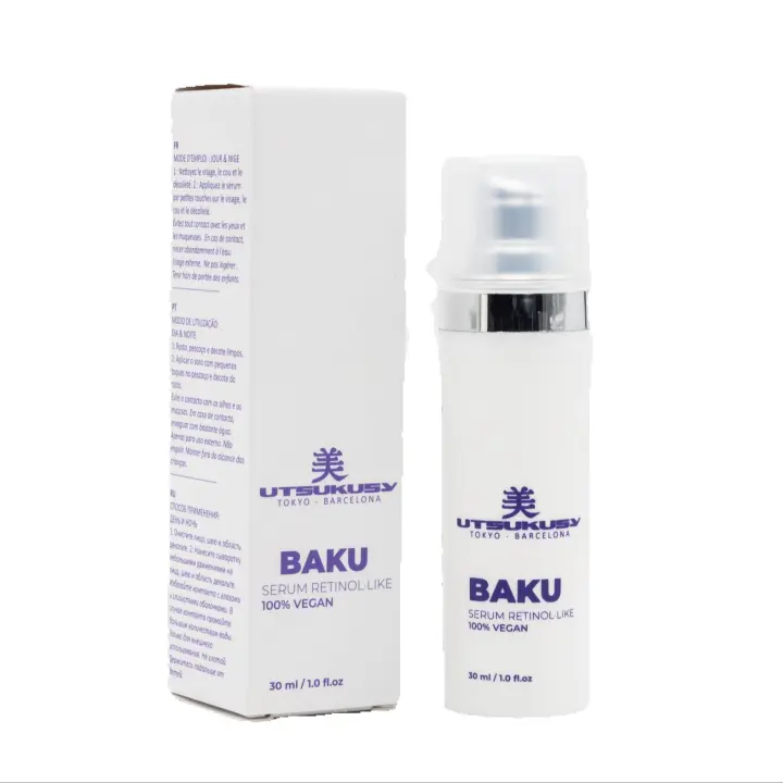 Sérum Baku de 30ml, Utsukusy. Es un serum facial ultra-concentrado a base de bakuchiol retinol-like 100% de origen vegetal, diseñado para prolongar y potenciar la acción renovadora y equilibrante de la piel. - 1