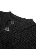 Camisa De Lana Tejida Para Hombre Otoño Invierno Estilo Casual Color Sólido Alta Elasticidad Transpirable Cuello En V Manga Larga Tops - details 7