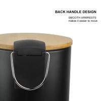 Cubo de basura Metal Con Tapa Bambú Caída Amortiguada 3 L, Papelera con pedal pequeño para Baño - Tendance - details 3