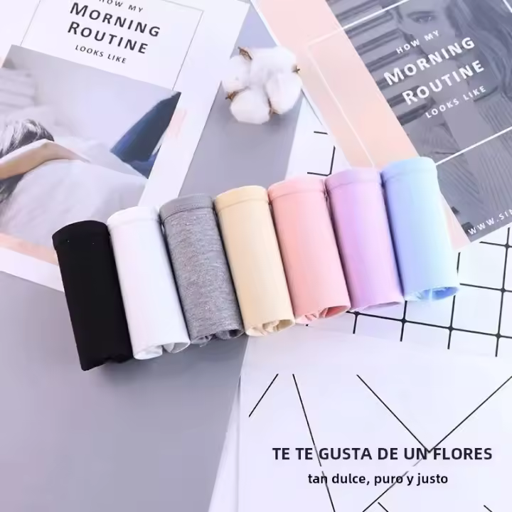 7Pcs/Lot Bragas De Algodón Para Mujer Tallas Grandes Ropa Interior Transpirable De Color Sólido Lencería Femenina M-4XL - 1