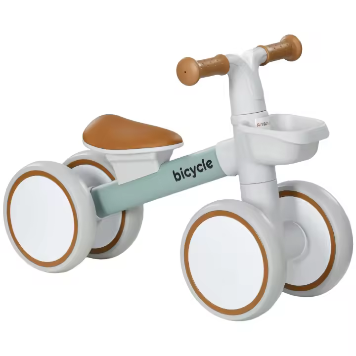AIYAPLAY Bicicleta sin Pedales para Niños de 12-36 Meses Bicicleta de Equilibrio con Asiento Ajustable Cesta y 4 Ruedas Silenciosas Carga 20 kg 56x27x39 cm - 1