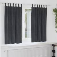 Cortinas Opacas vidaXL con Lazos de Colgar 2 pcs de Terciopelo Gris Claro - details 0