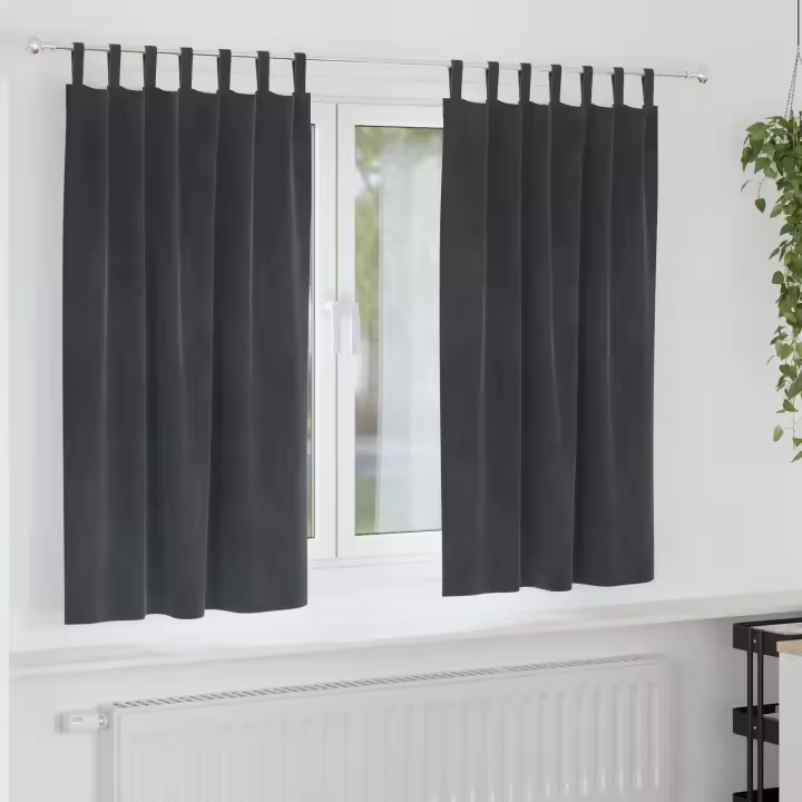 Cortinas Opacas vidaXL con Lazos de Colgar 2 pcs de Terciopelo Gris Claro - 1