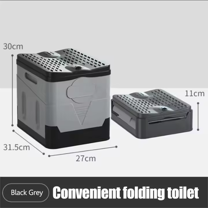 Folding Toilet Portable Collapsible Anti-Odor Car Toilet for Adult Self-Driving Travel Camping Emergency Toilet  Multifunctional Storage Box - 1