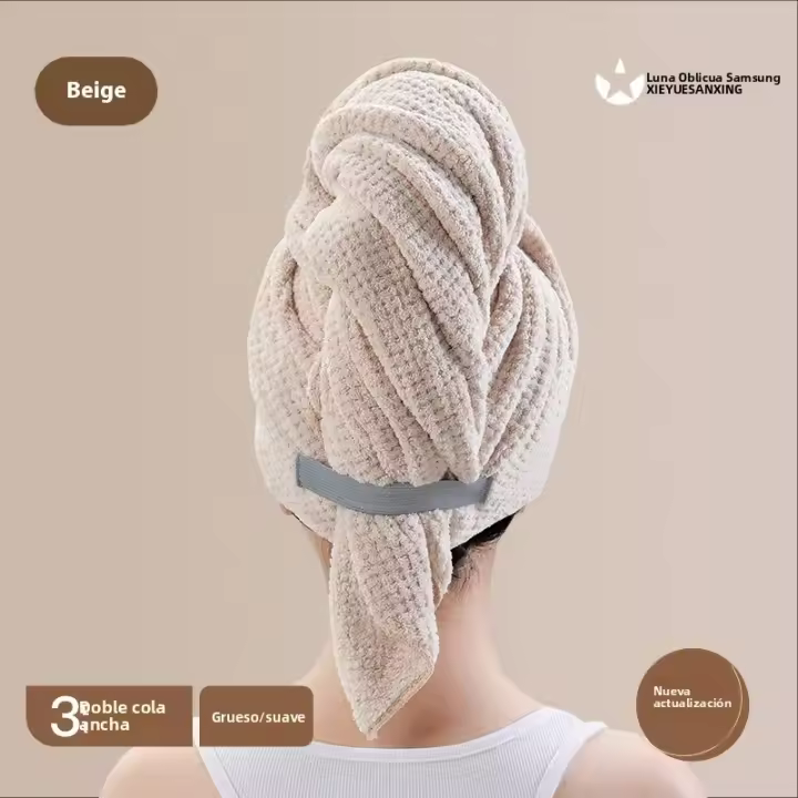 Set De Paño De Cabello De Terciopelo Texturizado Coral 52*100cm Absorbente Rápido Para Uso En El Baño Y Lavado De Cabello - 1