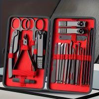 Kit Profesional De Tijeras Para Uñas 7-24 Piezas Negro Ultra Afiladas Para Uñas De Los Dedos Y Los Pies Para Hombres Y Mujeres Pedicura Fuerte - details 0