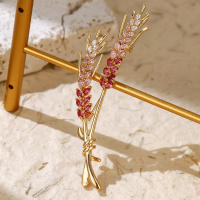 Broche De Flor Dorada Con Zirconia Joyería De Novia Lujo Accesorios Para Mujer Regalos Para Damas De Honor Adornos Elegantes Para Bodas - details 1