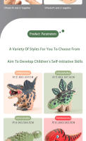Puzzle 3D De Dinosaurio Para Niños Juguetes Educativos Montessori DIY Artesanía Divertida Modelación Tridimensional Para Niño Y Niña - details 8