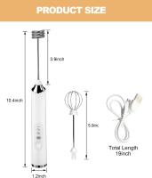 Espumador de leche eléctrico de mano con 2 cabezas, batidor de café mezclador de espuma con USB recargable 3 velocidades, batidora de espuma para latte (blanco) - details 4