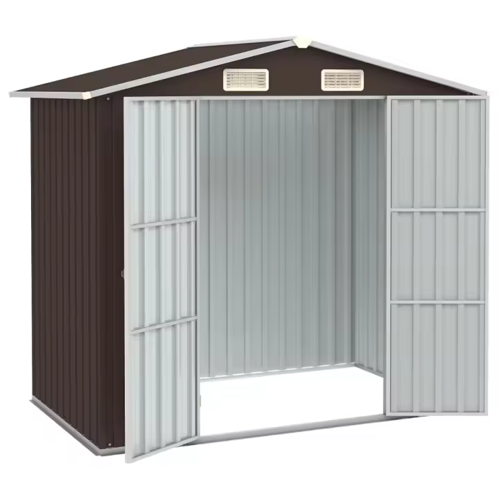 Cobertizo de jardín acero galvanizado marrón 205x129x183 cm  Decoración de muebles de jardín al aire libre - 1