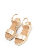 Lyla Wang Sandalias doradas mujer cuña mediana de espartos con plataforma - details 1