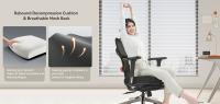 NEWTRAL NT002 Silla Ergonómica con Soporte Lumbar Adaptable y Reposapiés, Respaldo Ajustable en 4 Ángulos de Reclinación, Reposabrazos, Reposacabezas, 5 Posiciones de Bloqueo, Base de Aleación de Aluminio - Versión Pro - details 3
