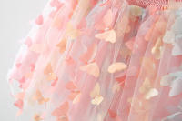 Vestido De Princesa Para Niñas Con Alas De Mariposa Grandes En El Escote Cintura Con Cordón Vestido De Colores Con Mariposa Para Fiesta Verano Sin Mangas Largo Hasta La Rodilla - details 8