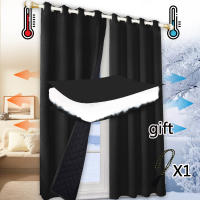 Cortinas De Algodón Aislantes Térmicas Y Antipolvo Para Dormitorio Negro 100% Cortinas Calefactoras Y Anti-Viento Con Aislamiento Acústico - details 3