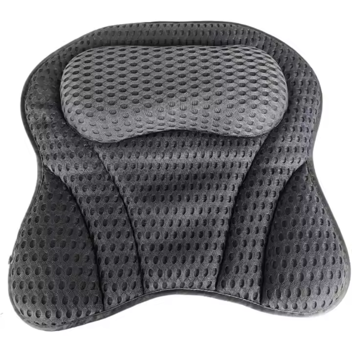 Almohada de baño de spa de lujo con tecnología de malla de aire 4D, hipoalergénica, ventosa antideslizante, soporte para cuello y espalda, secado rápido, lavable a máquina, accesorio de baño relajante de regalo - 1