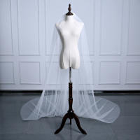 Velo De Novia Blanca Imitación De Oso Pardo 3 Metros Catedral Un Capa Largo Borde Corte Mujer Vestido De Novia 2024 - details 1