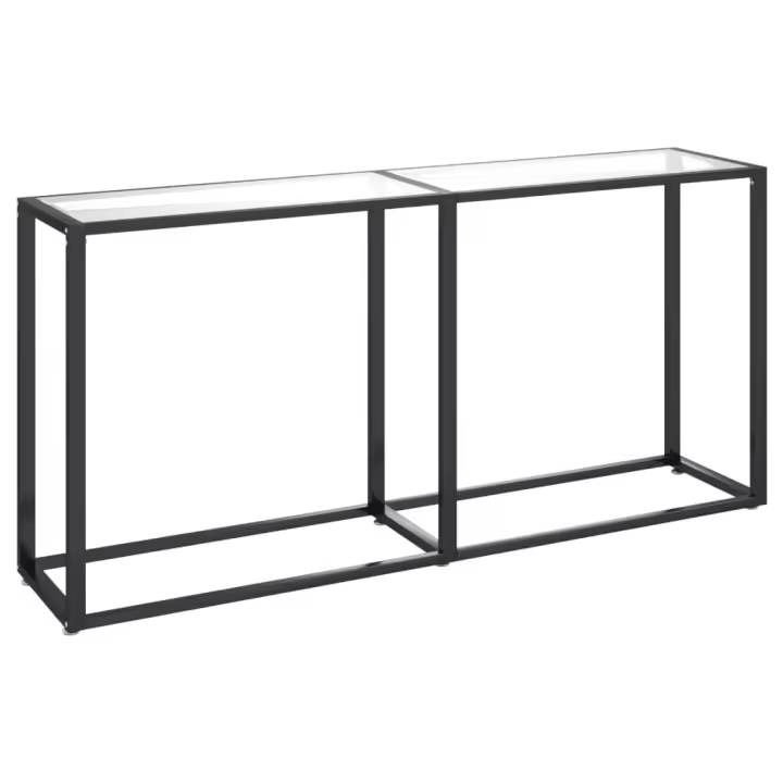 Vidaxl Mesa Consola Vidrio 160x35x75,5 Cm Transparente, Negro, Mármol Blanco y Más - 1