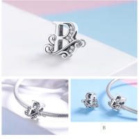 WOSTU 925 Plata Esterlina A-Z 26 Letras Brillantes Con Bolas De Joyería Para Pulsera De Encanto Original Collar De Pulsera Para Mujeres - details 5