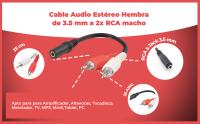 Banner - Cable audio estereo 2x RCA macho - Jack 3.5mm hembra