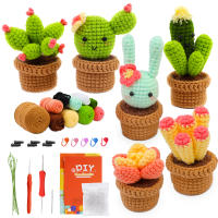 Kit De Inicio Para Crochet KRABALL Con Gancho De Crochet Hilo De Poliéster Marcadores De Costura Ojos Plásticos Para Principiantes 3/6 Piezas - details 0