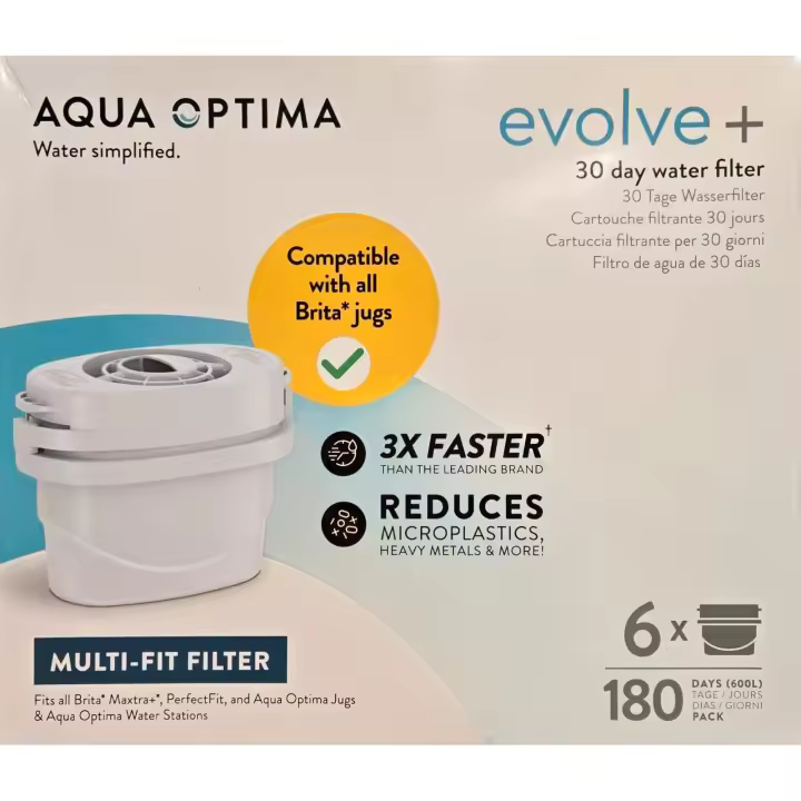6 RECAMBIOS DE FILTRO PARA JARRA AQUA OPTIMA EVOLVE+ COMPATIBLE TAMBIEN CON BRITA MAXTRA. MAXTRA+ PERFECT FIT - 1