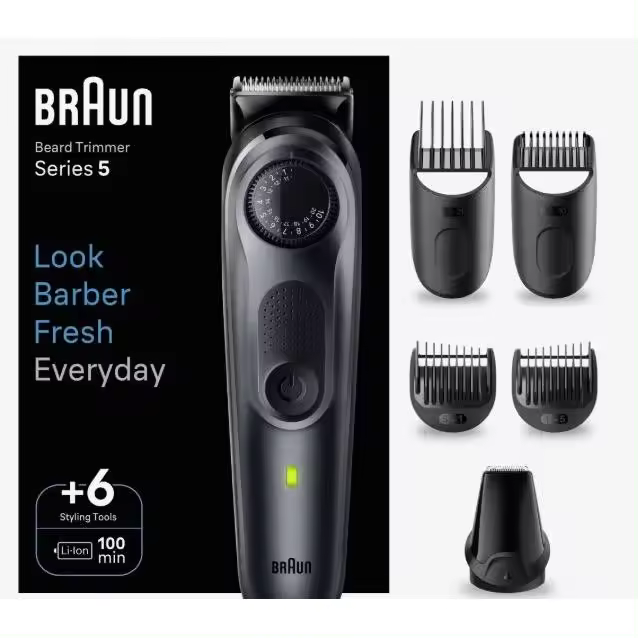 Braun Series 5 BT5450 recortadora de barba con lámina ultraafilada, 40 ajustes de longitud, funda, accesorios para conseguir tu estilo, estuche, recargable - 1
