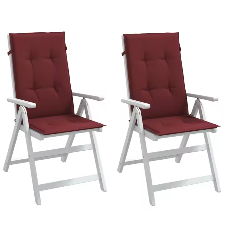 vidaXL Cojines para silla respaldo alto 2 uds tela rojo tinto melange - 1