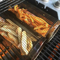 Cesta De Barbacoa Redonda De Acero Inoxidable Con Red De Alambre Cilíndrica Portátil Para Camping Al Aire Libre Asador Grill - details 7
