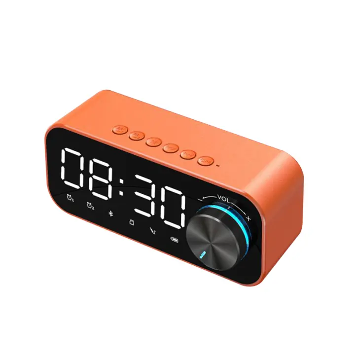 Reloj Despertador with Radio Digital, Altavoz with Bluetooth, Pantalla LED de Hora y Alarma y surface de Espejo para escritorio - 1