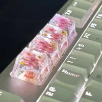 4pcs/set Teclas De Resina Transparencia DIY Flores Personalidad Accesorios Para Teclado Y Ratónkk-Cokio - details 3