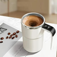 Taza de Café Inteligente y Sin Esfuerzo con Alimentación USB, Agitación Magnética y Pantalla de Temperatura - Percolador Eléctrico de Acero Inoxidable de 12.85oz para Leche, Chocolate, Mocha - Ideal para Viajar, Regalo Perfecto de Navidad - details 0