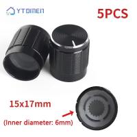 5PCS Perilla De Potenciómetro Negra Control De Volumen Rotativo Con Eje Rayado De 6mm Cúpula De Aleación De Aluminio WH148 15x17mm - details 0