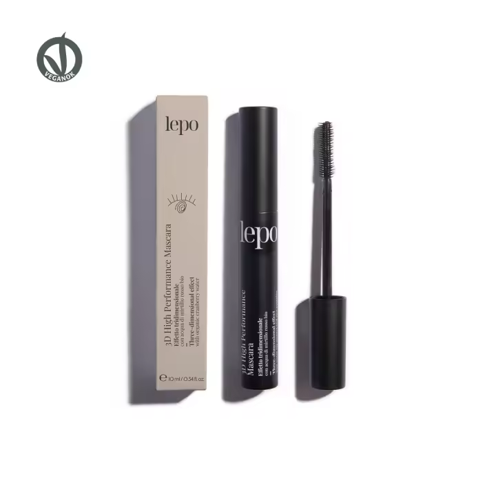 LEPO MÁSCARA DE PESTAÑAS 3D DE ALTO RENDIMIENTO Efecto tridimensional con agua de arándano orgánico. Pestaás Largas, con volumen y definidas. 100% natural & vegano - 1