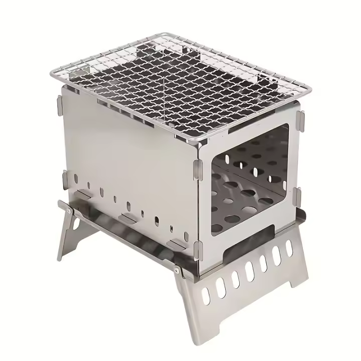 BOPORO Estufa de Leña Portátil Plegable - Perfecta para BBQ, Camping y Parrilla de Carbón - 1