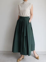 Falda Midi A-Line Elegante De Cintura Alta Para Mujer REALEFT Con Bolsillos Estilo Coreano Casual Suelta Y Solidaria Con Cinturón - details 14